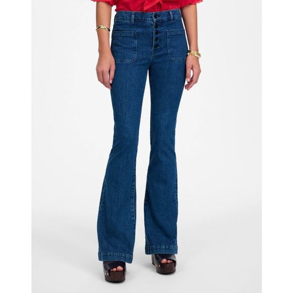 Madewell Flea Market Flare Enda Wash Jeans US Women's 28 Tall - Picture 1 of 7